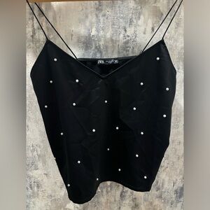 Zara black top with pearls
